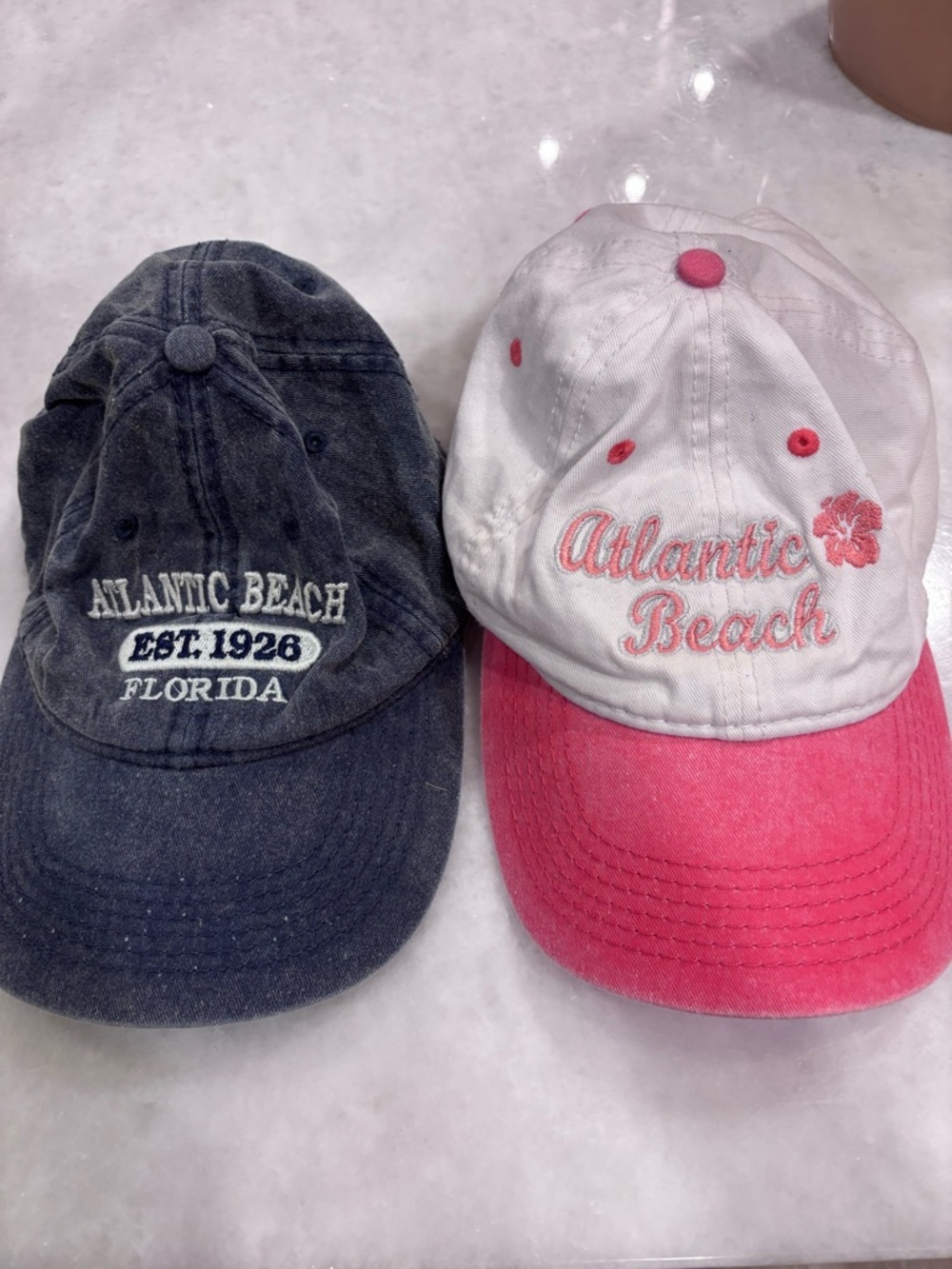TWO Atlantic Beach Florida Embroidered Women's Baseball Caps